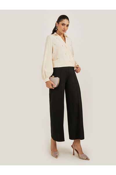 Styli Embellished Regular Fit Wrap Top