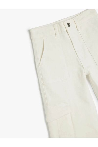 Koton Regular Waist Cotton Pocket White Girl Jean Pants 5Skg40093Ad