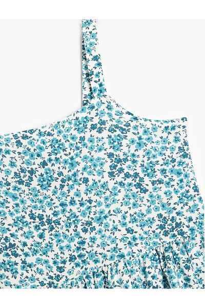 Koton Floral Patterned Square Neck Strap A-Line Ecru Girl's Dress 5Skg80031Aw