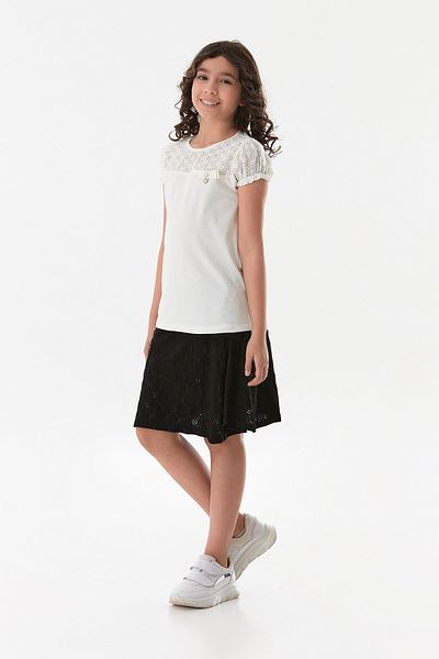 Fulla Moda Κεντημένη μπλούζα για κορίτσια με γράμμα F