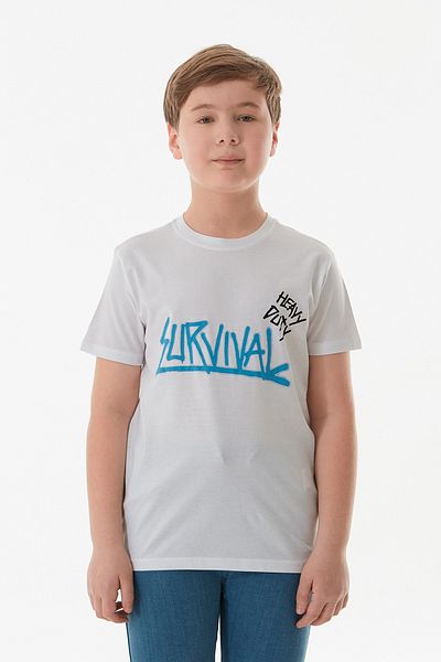 Fulla Moda 100% Cotton Survival Text Printed Boys' T-Shirt