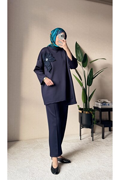 Venoura طقم حجاب سكوبا بقصة غير متماثلة مزهّرة مكون من قطعتين مقاس واسع