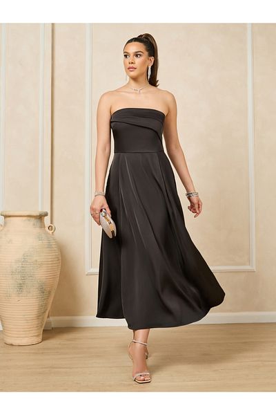 Styli Bandeau Neck Sleeveless A-Line Maxi Dress
