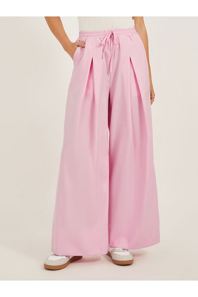 Styli Solid Inverted Pleated Wide Leg Pants