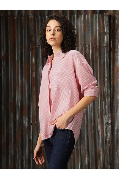 High Star By Styli Striped Pocket Detail Cotton Regular Fit Shirt