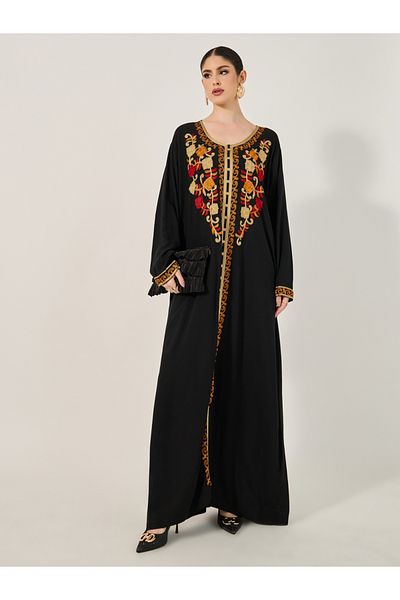 Styli Embroidered Round Neck A-Line Jalabyia