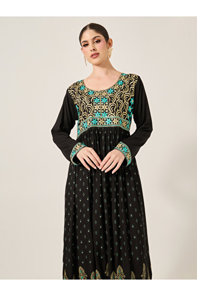 Maxim Creation By Styli Embroidered Round Neck A-Line Jalabyia