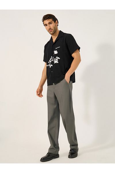 Styli Mid Rise Wide Leg Linen Blend Trousers