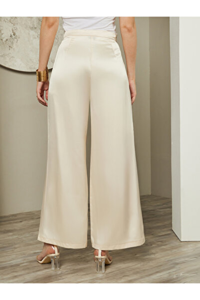 Styli Mid Rise Wide Leg Satin Pants