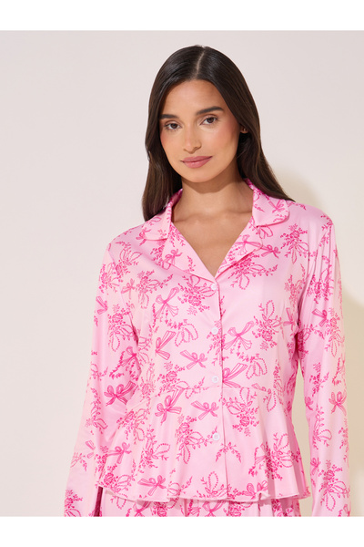 Take Two By Styli Printed Collared Shirt and Pyjama Set