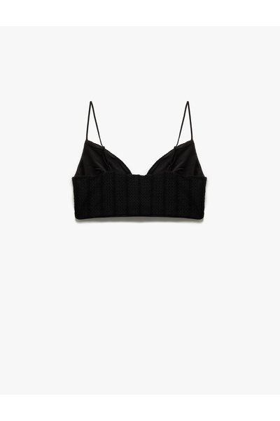 Koton Slim Fit Sleeveless Sweetheart Neck Crop Rope Strap Bustier