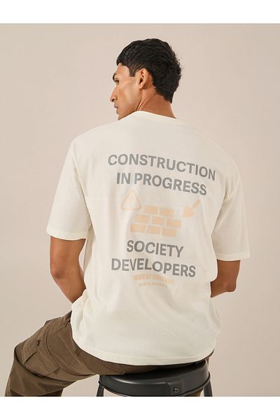 Styli Slogan Front and Back Print Oversized T-Shirt