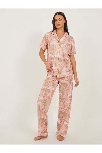 Styli Tropical Printed Shirt and Pyjama Pants Set