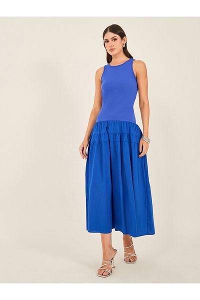 Styli Solid Sleeveless A-Line Maxi Dress