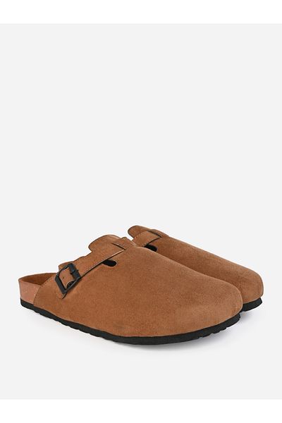 Styli Suede Clogs with Buckle Detail