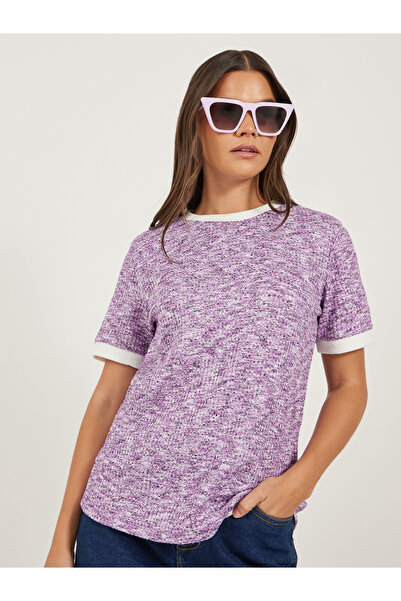 Styli تي شيرت تويد بياقة دائرية وقصة عادية