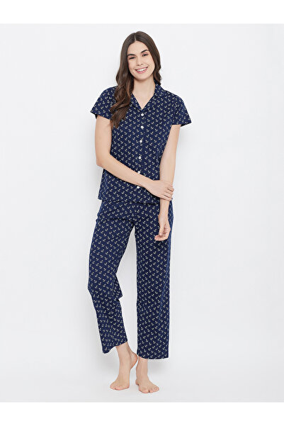 Clovia By Styli طقم بيجاما وقميص بأكمام قصيرة بطبعة مرساة كاملة