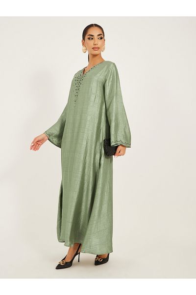 Styli Embellished V-Neck A-Line Jalabyia