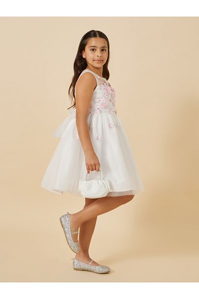 Styli Mesh Insert Flowers Corsage Sleeveless Dress