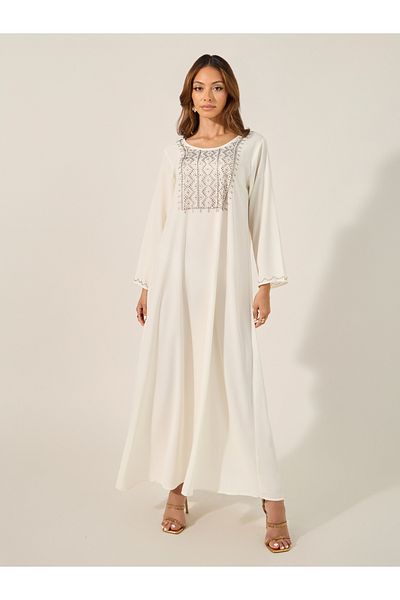 Styli Embellished Round Neck A-Line Jalabyia