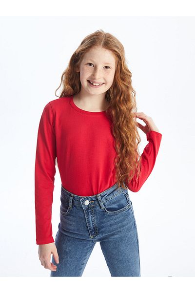 LC Waikiki Lcw Crew Neck Basic Long Sleeve Girl's T-Shirt