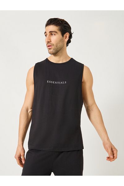 Styli Slogan Print Tank T-Shirt with Solid Pyjama Set