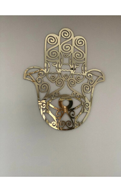 NT Handmade ديكور حائط يد فاطمة الأم من زجاج شبكي ذهبي - لوحة مقاس 40 × 50 سم...