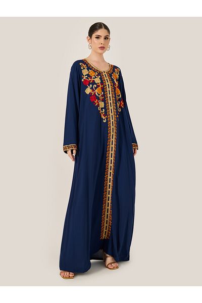 Styli Embroidered Round Neck A-Line Jalabyia