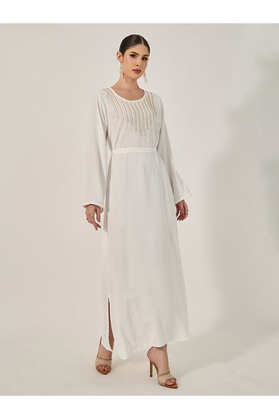 Styli Embellished Round Neck A-Line Jalabyia