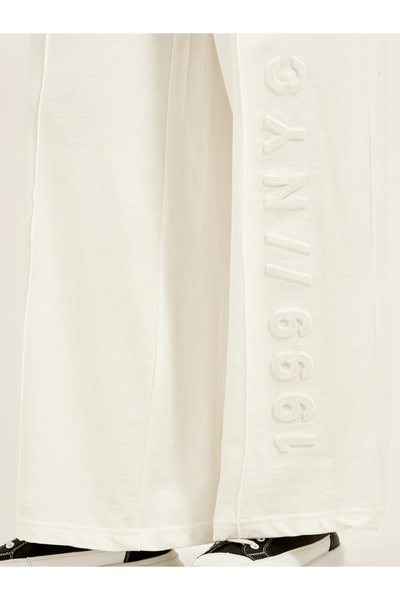 Styli Embossed Hem Wide Leg Joggers with Drawstring Waist