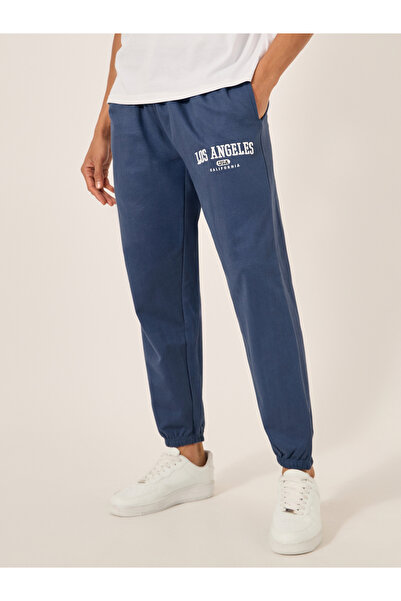 Styli بنطال رياضي مريح من القطن تيري مطرز باسم المدينة