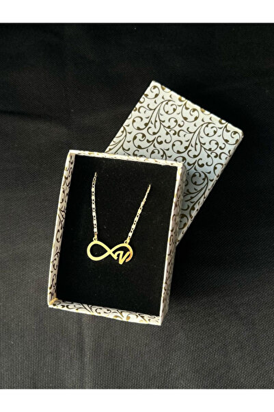 Tuana Trend Kişiye Özel Sonsuzluk Harf Kolye Özel Tasarım Yüksek Kalite Çelik Gold Renk Kişiye Özel Hediye