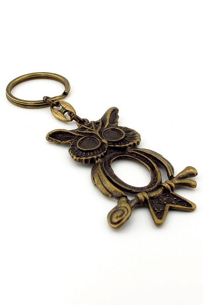 Solfera Owl Night Animal Forest Bronze Antique Metal Keychain