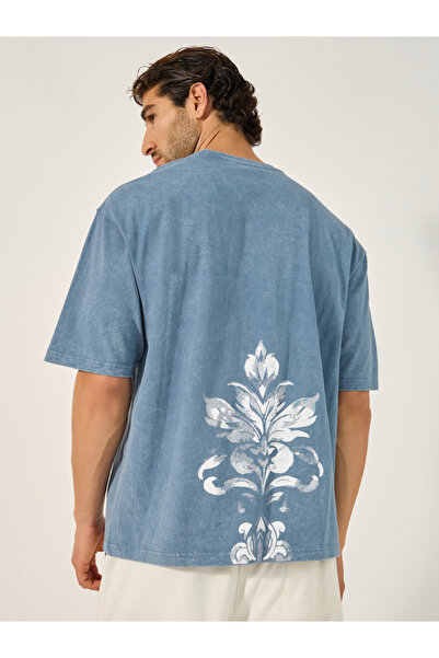 Styli تي شيرت كبير الحجم برقبة دائرية مغسول بالحامض