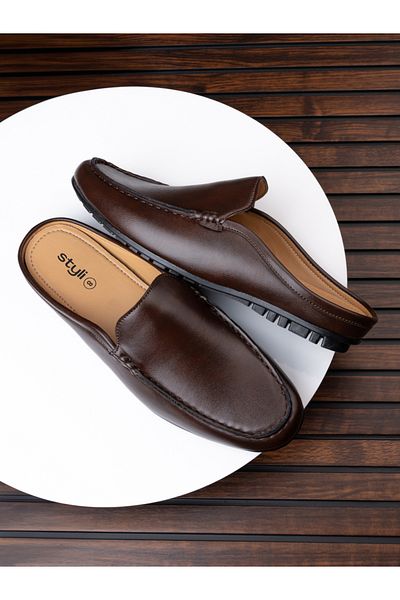 Styli Faux Leather Slip On Mules