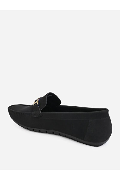 Styli Buckled Faux Leather Slip On Loafers