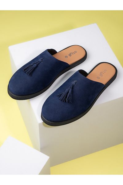 Styli Suede Clogs with Tassel Detail
