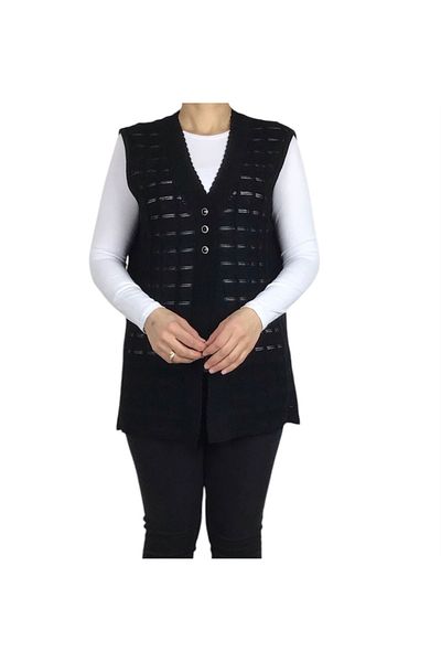ECE GİYİM Women's Front Three Button Thin Sports Short Mercerized Vest