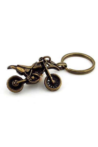 Solfera Motocross Racing Motorcycle Off Road Antique Yellow Metal Keychain Kc235