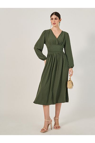 Styli Print Long Sleeves A-Line Midi Dress