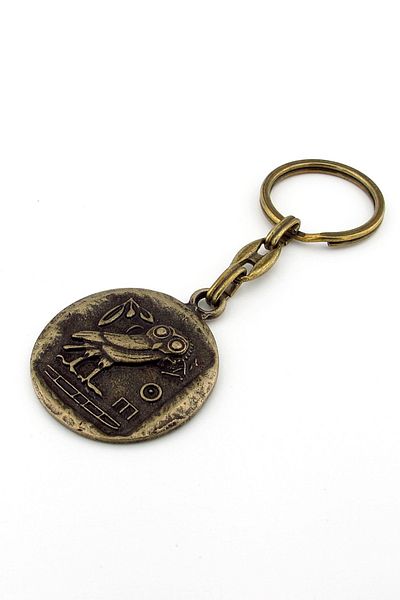 Solfera Athena Owl Ancient Greek Coin Tetradrahmi Bronze Metal Key Chain Kc232
