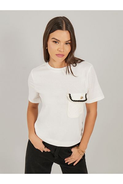 Styli Embellished Pocket Detail Regular Fit T-Shirt
