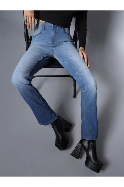 High Star By Styli بنطال جينز باهت بخصر عالٍ وقصة واسعة