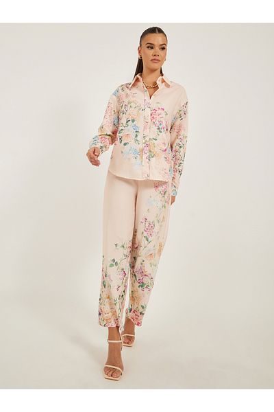 Styli Floral Print Button Down Spread Collar Shirt