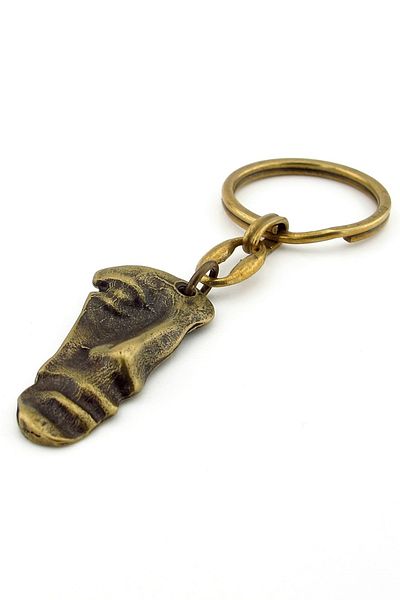 Solfera Half Face Face Face Tumbled Bronze Antique Yellow Metal Keychain Kc260