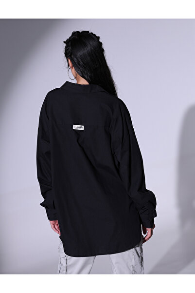 Hubberholme By Styli Solid Badge Detail Oversized Shirt with Pocket