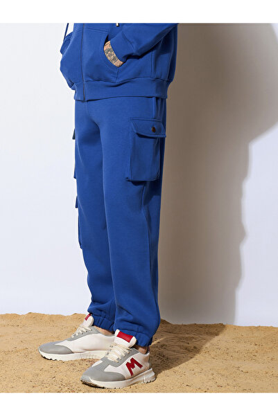 Mascln Sassafras By Styli Blue Utility Pockets Oversized Joggers