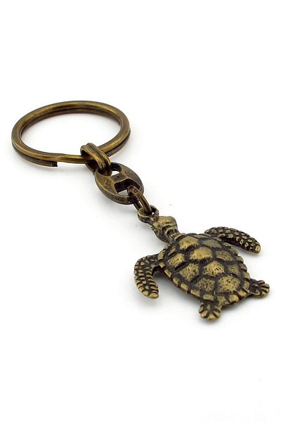 Solfera Sea Turtle Ocean Reef Antique Yellow Bronze Metal Key Chain Kc255
