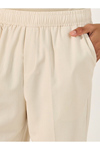 Styli MEN RELAXED LINEN BLEND TROUSERS WITH ELASTICATED WAISTBAND