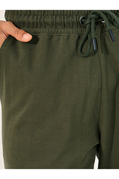 Styli Slim Fit Pique Knit Pants with Turn-Up Hem